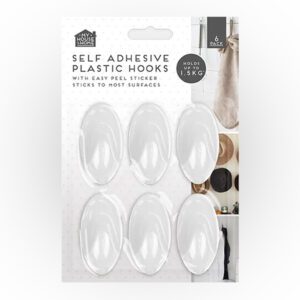 PLASTIC SELF ADHESIVE HOOKS 6PK