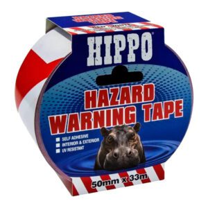 HIPPO HAZARD TAPE RED/WHITE 50MM X 33M